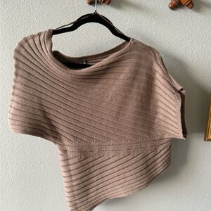 Anthropologie Taupe Ribbed Sweater Crop